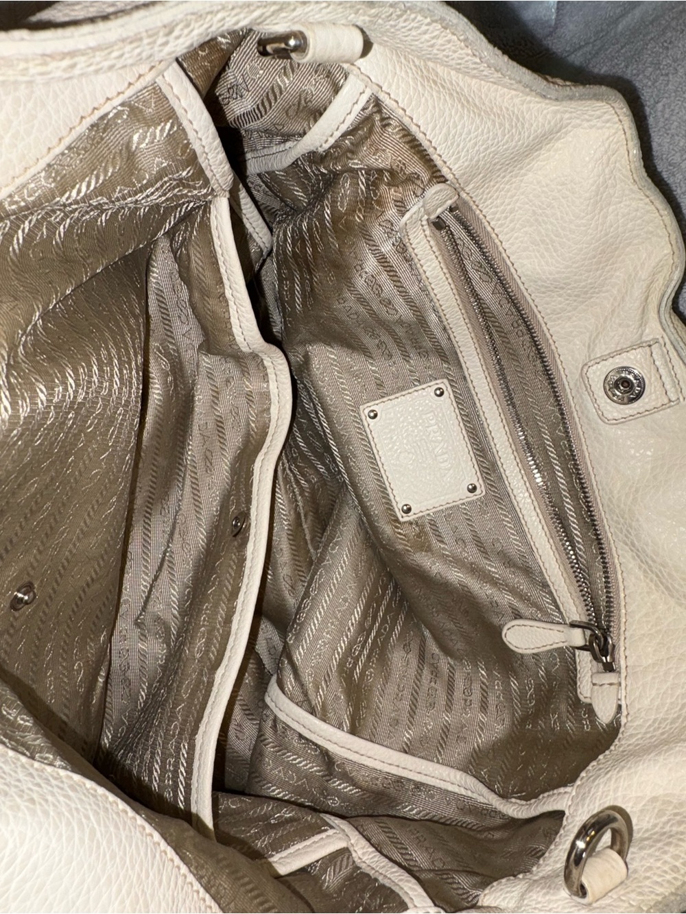 Prada Cream Leather Tote Bag Authentic - Picture 6 of 9